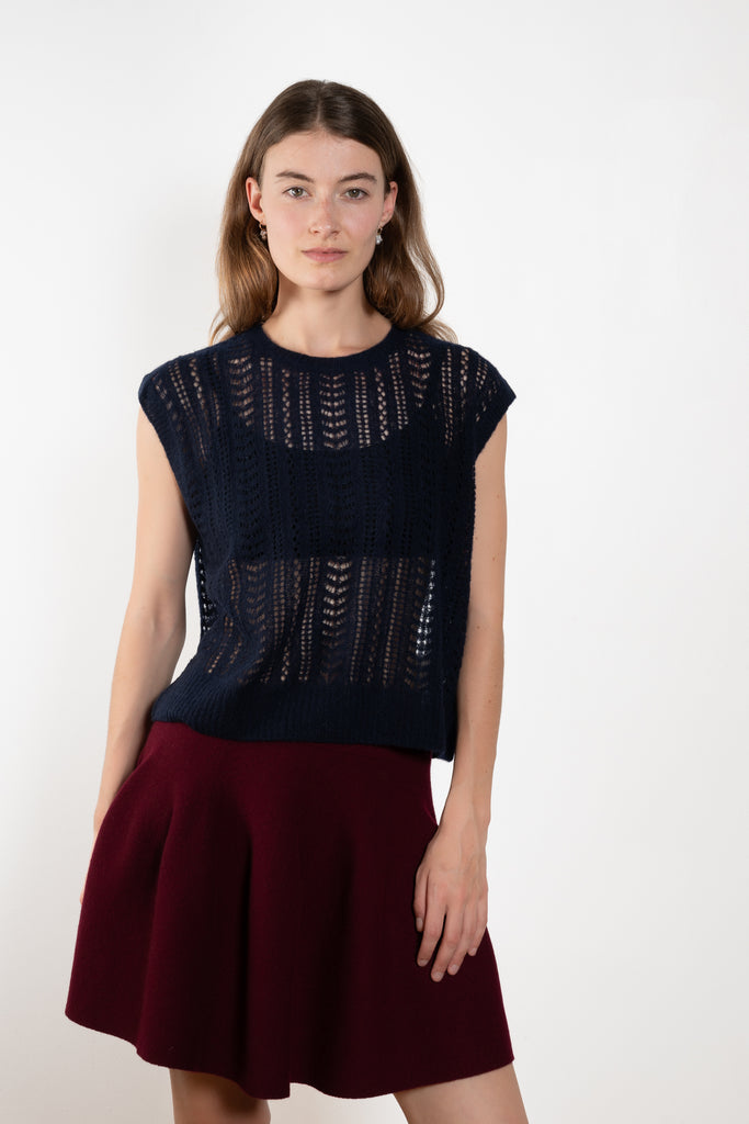 The Nian Vest by Lisa Yang is a lightweight knit crafted from a luxurious blend of cashmere and silk