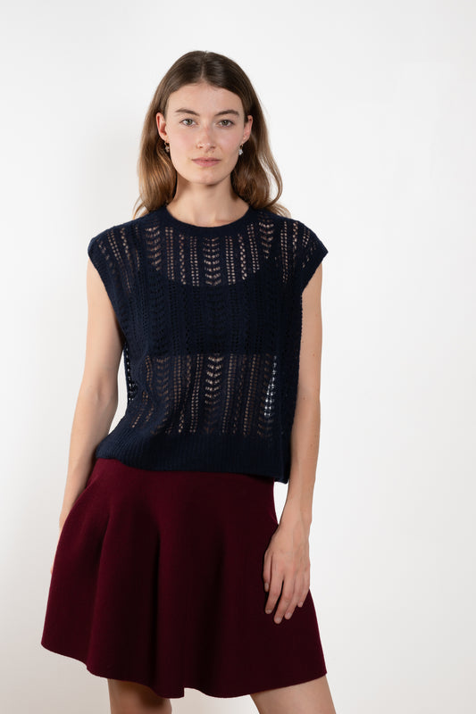 The Nian Vest by Lisa Yang is a lightweight knit crafted from a luxurious blend of cashmere and silk