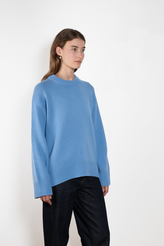 The Noor Sweater by Lisa Yang features a ribbed neck, dropped shoulders, oversized profile.