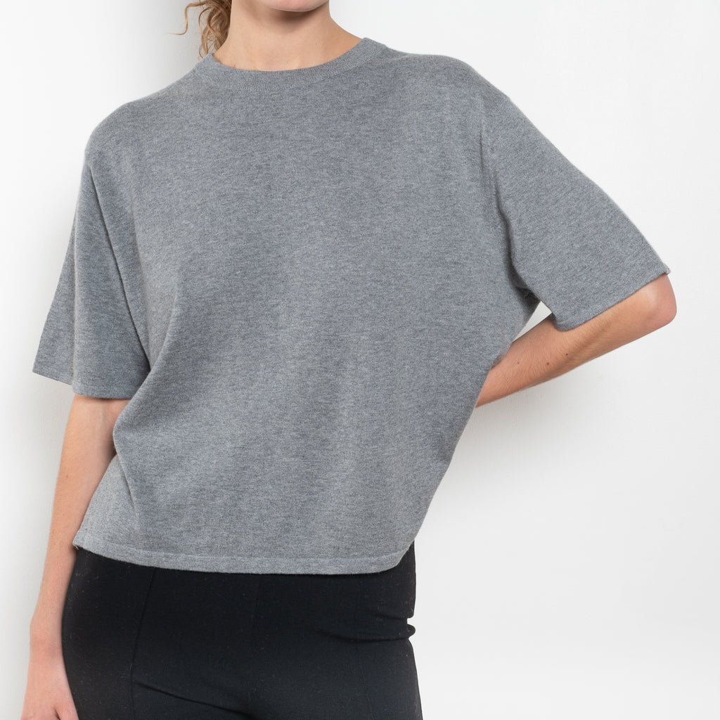 The Rubie Tee by Lisa Yang is a fine knit cashmere t-shirt with a classic round neck