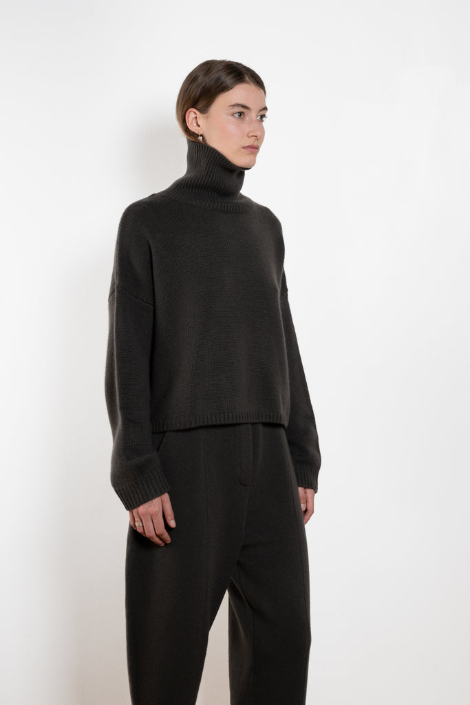 The Zerlina Sweater by Lisa Yang is a timeless cashmere turtleneck with a relaxed, effortless silhouette
