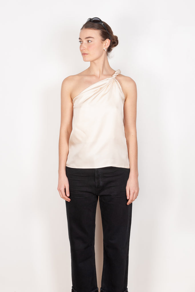 The Adiran Top&nbsp; by Loulou Studio is a one shoulder twist silk top