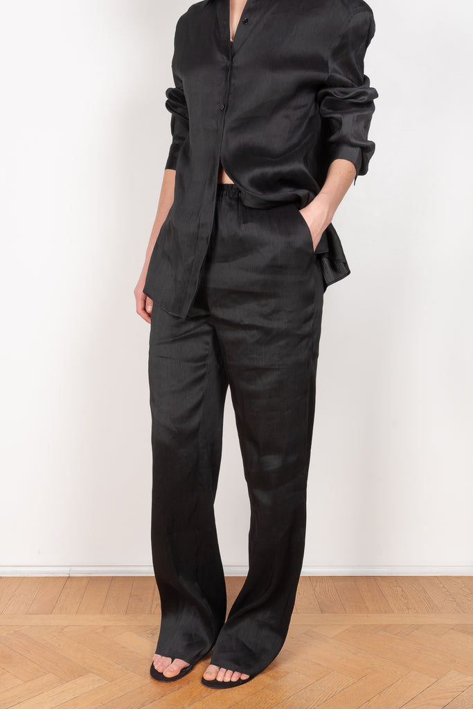 The Amata Pants by Loulou Studio are made of a linen, silk blend