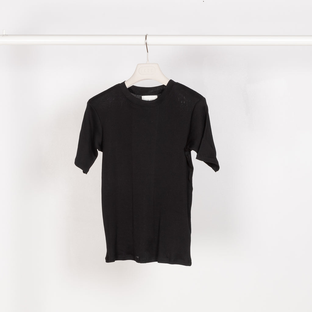 The Avalyn Tshirt by Loulou Studio is a round neck t-shirt in a beautiful mercerised cotton