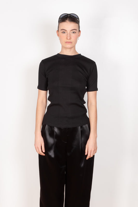 The Avalyn Tshirt by Loulou Studio is a round neck t-shirt in a beautiful mercerised cotton
