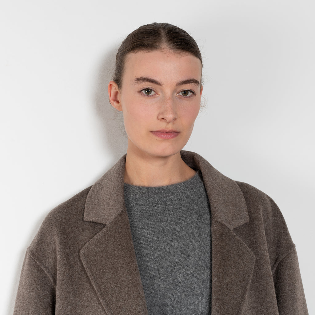 The Borneo Coat by Loulou Studio is an oversized double breasted coat in a soft and warm wool and cashmere blend