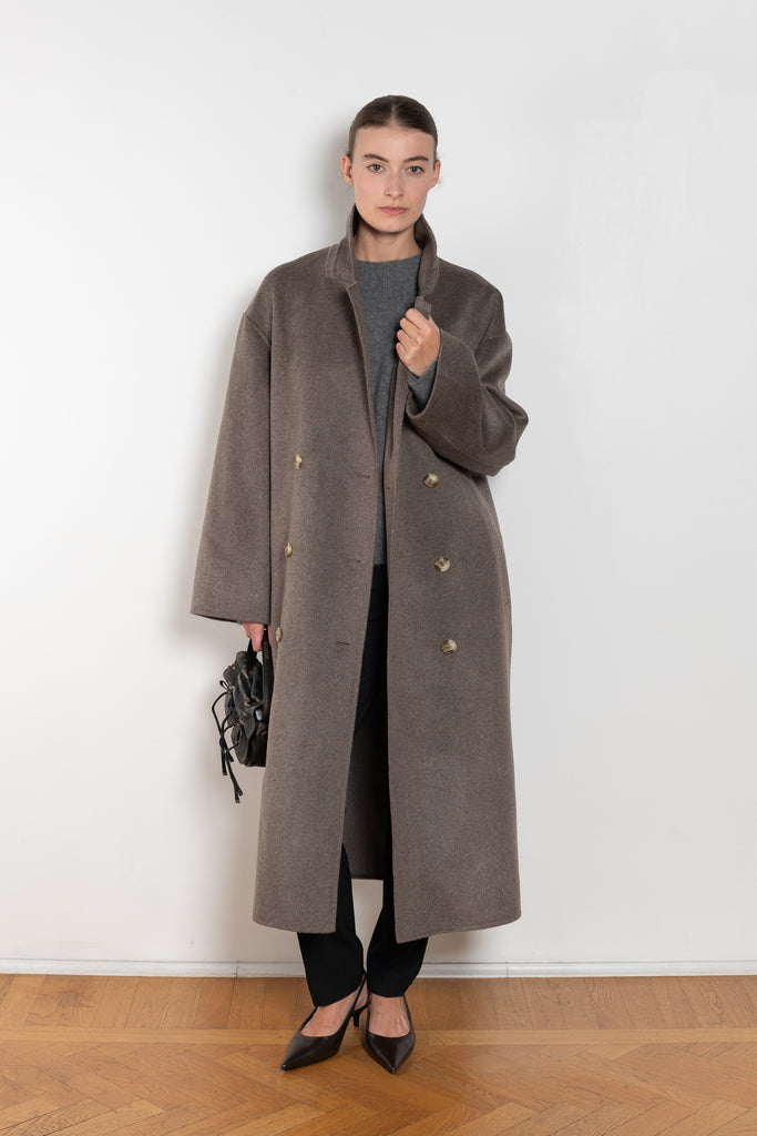 The Borneo Coat by Loulou Studio is an oversized double breasted coat in a soft and warm wool and cashmere blend