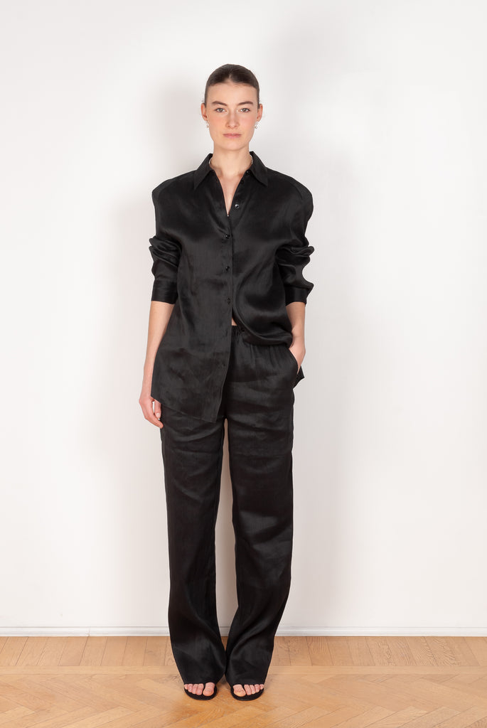 The Canisa Shirt by Loulou Studio is a oversized shirt in a fluid linen blend with matching trousers