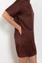 The Elton Mini Dress by Loulou Studio is a mini dress with a high standing collar and two side pockets