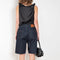The Isu Short by Loulou Studio is a mid rise jeans short with bermuda-like proportions
