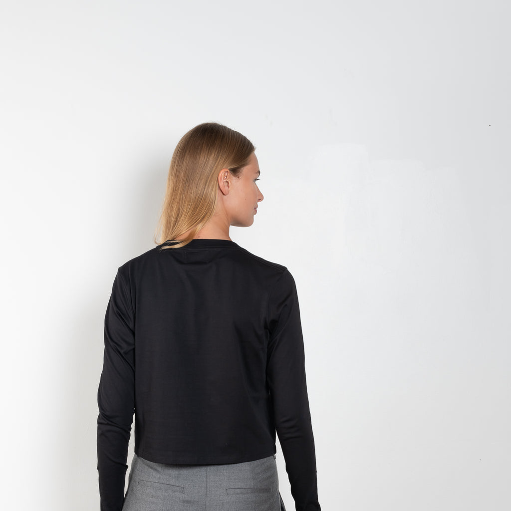 The Masal Tshirt by Loulou Studio is a long sleeve tee in a structured pima cotton with a small LS Shell Logo