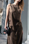 The Moun Dress by Loulou Studio is a cotton silk twill maxi dress with a drape knot detail on the shoulders