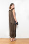 The Moun Dress by Loulou Studio is a cotton silk twill maxi dress with a drape knot detail on the shoulders