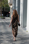 The Moun Dress by Loulou Studio is a cotton silk twill maxi dress with a drape knot detail on the shoulders
