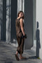 The Moun Dress by Loulou Studio is a cotton silk twill maxi dress with a drape knot detail on the shoulders