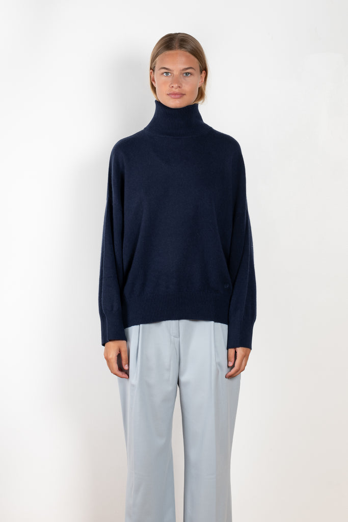 The Murano Sweater by Loulou Studio is a relaxed long sleeve sweater with a high standing neck in a soft cashmere