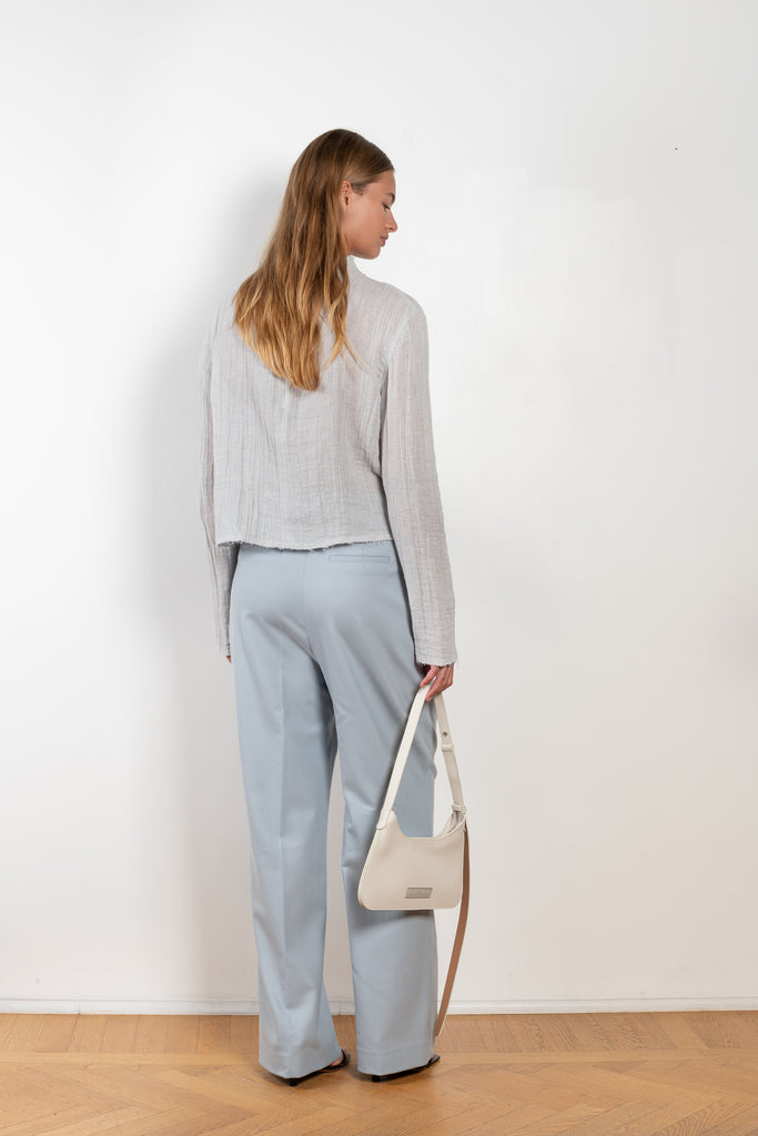 The Nagu Top by Loulou Studio is a lightweight top in  a linen blend with a high neckline