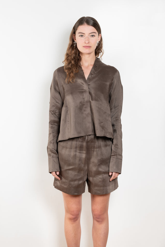 The Siara Top by Loulou Studio is a silk linen organza top with an airy back pleat