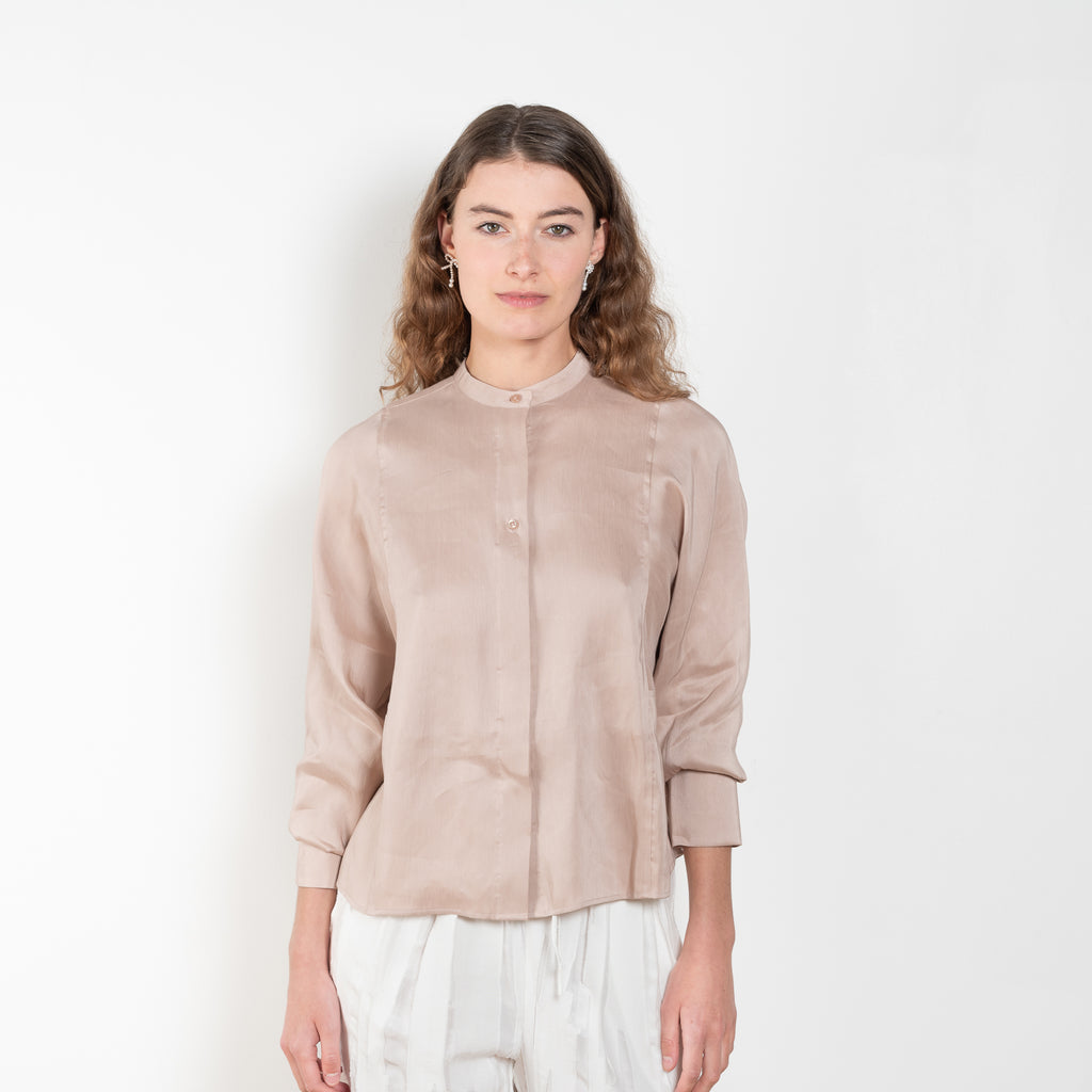 The Siara Top by Loulou Studio is a silk linen organza top with an airy back pleat