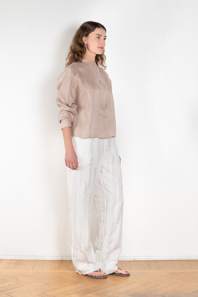 The Siara Top by Loulou Studio is a silk linen organza top with an airy back pleat