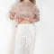 The Soler Trouser by Loulou Studio are textured brushed trousers made of a silk cotton blend with a straight relaxed fit