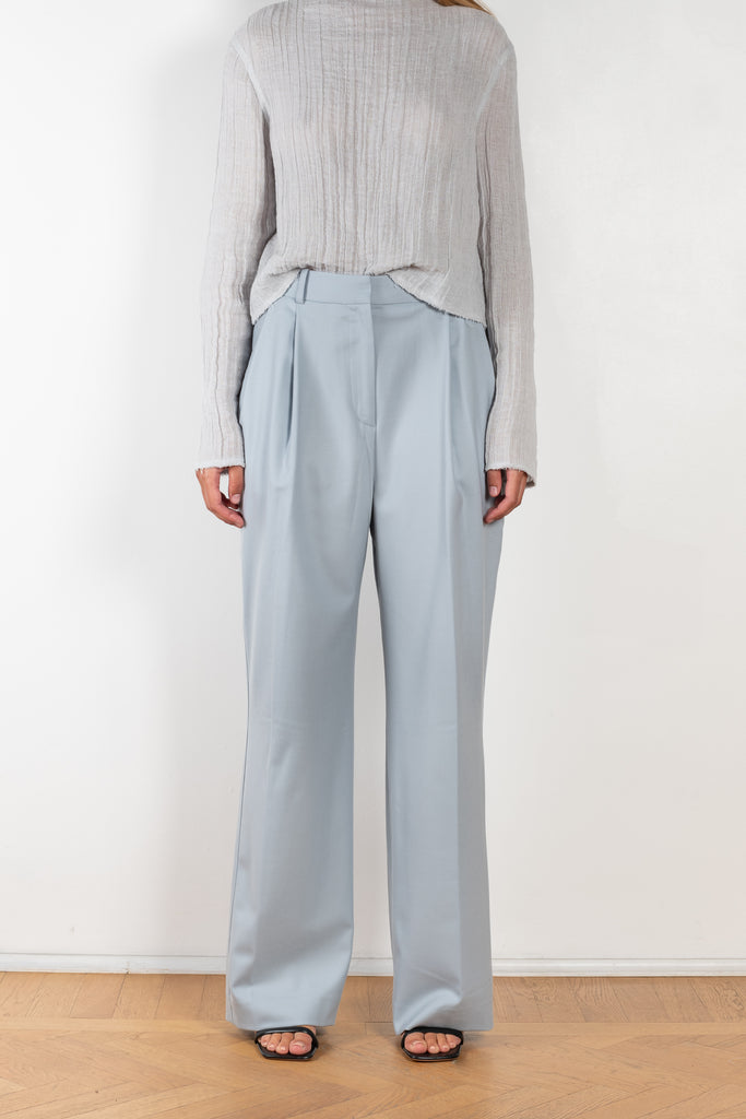 The Solo Wide Leg Pants by Loulou Studio is a high waisted trouser with front pleats for added volume
