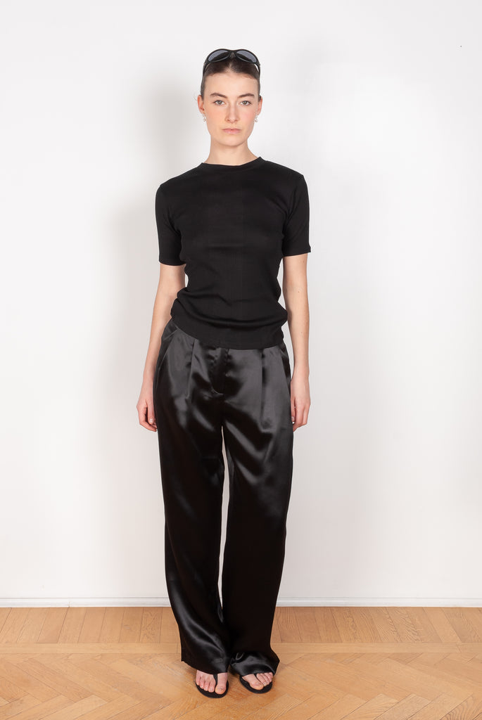 The Vione Pants by Loulou Studio is a silk blend trouser with pleated front detailing