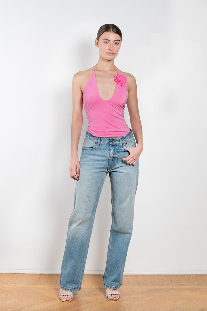 The Criss Cross Top 04 by Magda Butrym is a halter top with criss cross straps in a soft jersey with a large keyhole detailing at the front