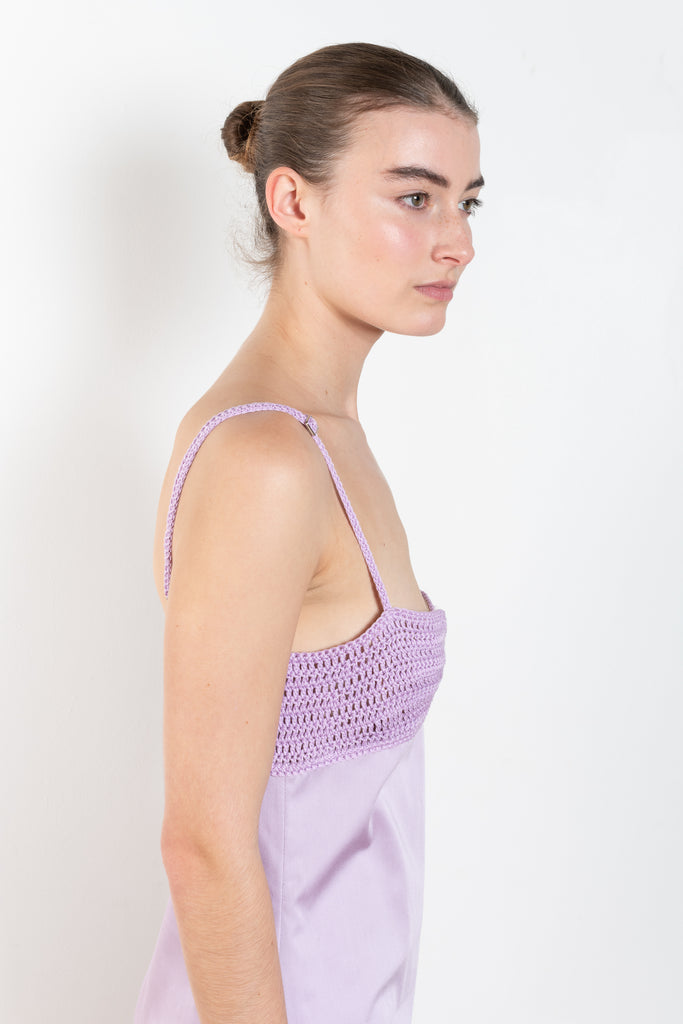 The Crochet Bra Mini Dress 12 by Magda Butrym is an easy fitting mini tank dress with a signature crochet bra handmade by Polish crochet artists