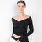 The Bell Sleeve Top 07 by Magda Butrym is an elegant black top with a v neck ballerina neckline and off the shoulder bell sleeves