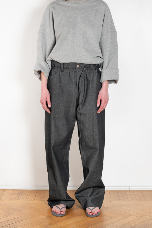The Jeans Pants N°1 by Maud Van Den Beussche is a relaxed belted denim trouser in a beautiful structured cotton
