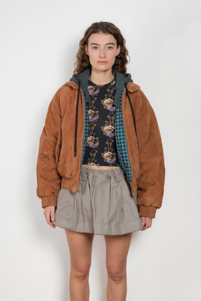 meryll rogge hooded suede bomber jacket