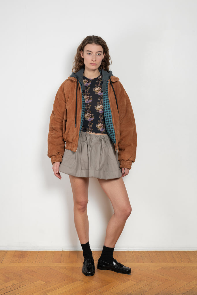 meryll rogge hooded suede bomber jacket