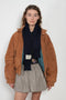 meryll rogge hooded suede bomber jacket