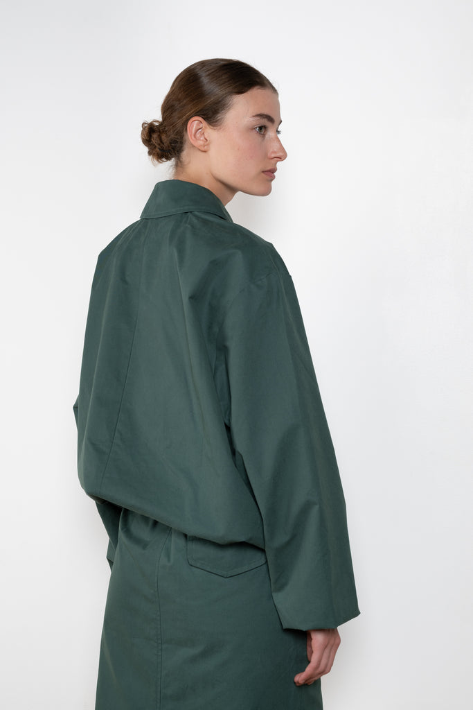 The Bomber Jacket by Meryll Rogge crafted in trench cotton, featuring a zip closure, drawstring hem, chest pocket and woven logo label