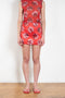 The Daisy Scuba Mini Skirt by Meryll Rogge is a fitted short skirt in a floral embroidery scuba fabric