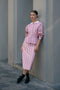The Slip Skirt by Meryll Rogge is crafted in striped nylon silk, featuring a midi length and a straight silhouette.
