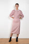 The Slip Skirt by Meryll Rogge is crafted in striped nylon silk, featuring a midi length and a straight silhouette.