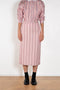 The Slip Skirt by Meryll Rogge is crafted in striped nylon silk, featuring a midi length and a straight silhouette.