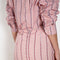 The Slip Skirt by Meryll Rogge is crafted in striped nylon silk, featuring a midi length and a straight silhouette.