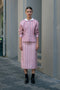 The Slip Skirt by Meryll Rogge is crafted in striped nylon silk, featuring a midi length and a straight silhouette.