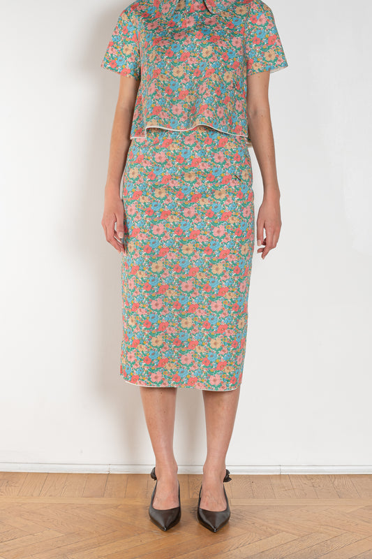 The Crayon Skirt by Nackiye is a knee length pencil skirt with raw edging and a slight white cotton petticoat reveal