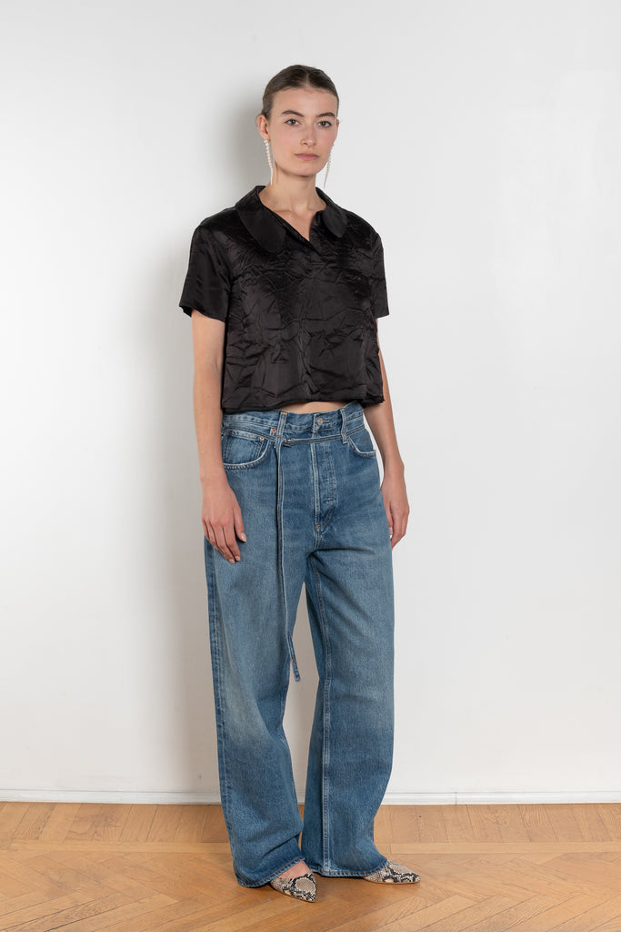 The Kennedy Top by Nackiye is&nbsp;60s inspired style&nbsp;slip on top with a relaxed open collar, wrinkled effect and A-line silhouette.