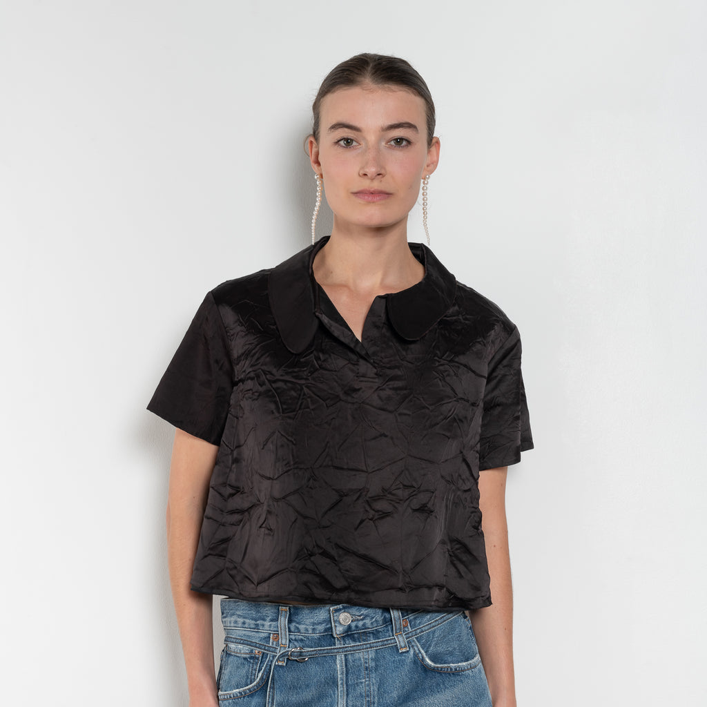 The Kennedy Top by Nackiye is&nbsp;60s inspired style&nbsp;slip on top with a relaxed open collar, wrinkled effect and A-line silhouette.