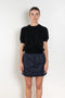 The Pearl Top by Nackiye is a crew neck short sleeved sweater in a lightweight cashmere with lightly ribbed sleeve hems and bottom hem