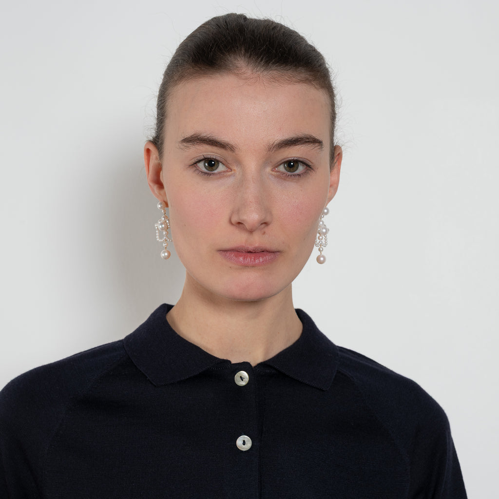 nackiye polo knit top navy