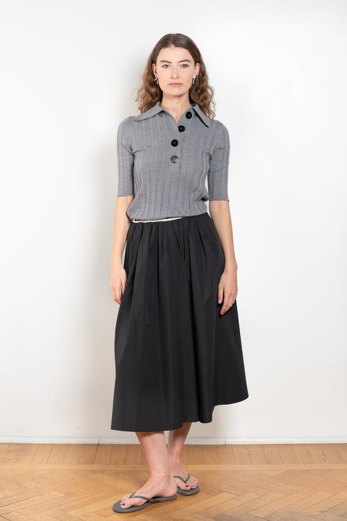 The Summer Wine Skirt by Nackiye is a gathered A-line circle skirt with cream waist frill edging and detached elastic inner waist