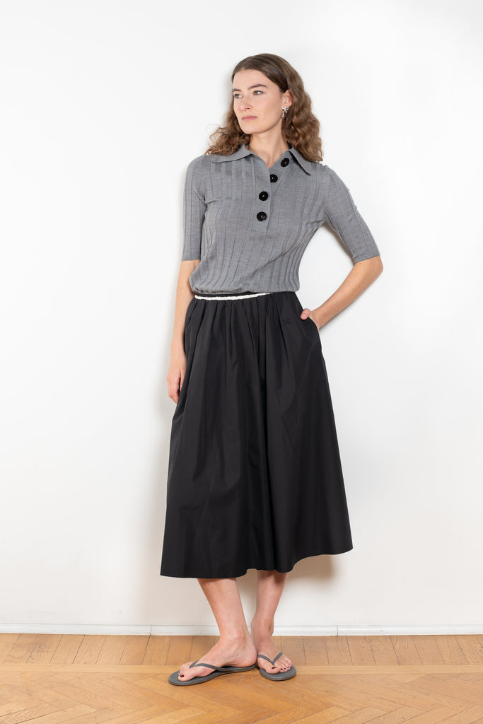 The Summer Wine Skirt by Nackiye is a gathered A-line circle skirt with cream waist frill edging and detached elastic inner waist