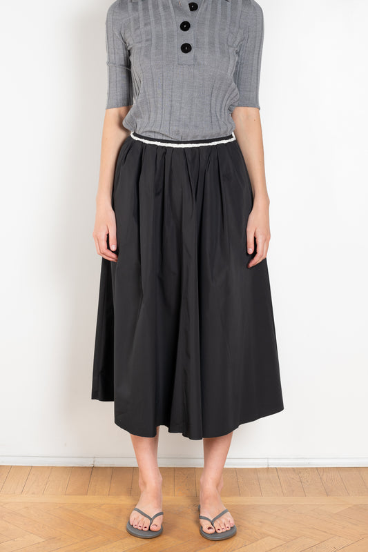 The Summer Wine Skirt by Nackiye is a gathered A-line circle skirt with cream waist frill edging and detached elastic inner waist