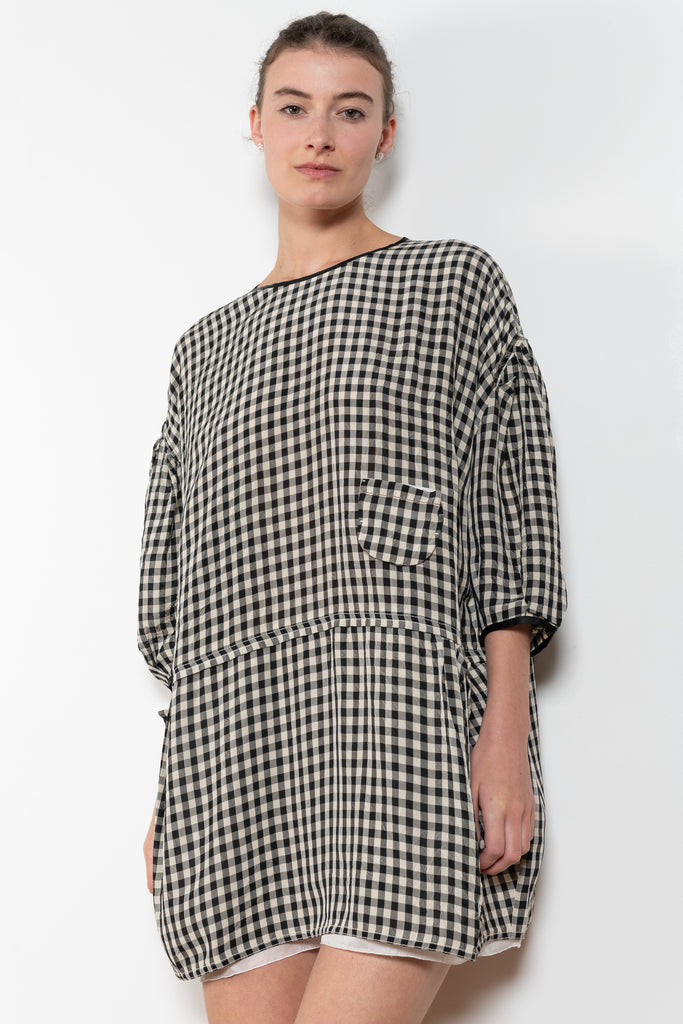 The Baby Love Dress by Nackiye is a loose balloon sleeve dress with pin-tuck details